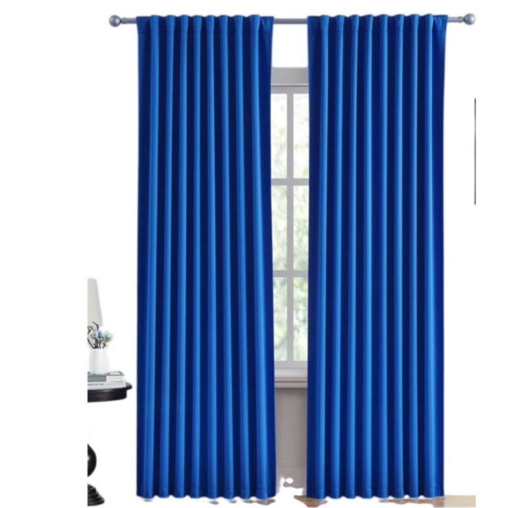 Royal Blue Curtains Room Darkening  Rod Pocket  Back Tab  52x84" 2 Panels
